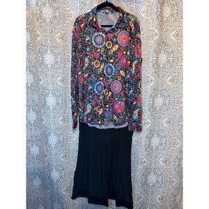 Disco-Themed Aviator Sunglasses & Psychedelic Shirt and Pants Costume Set